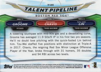 2018 Bowman - Chrome Talent Pipeline #TP-BOS Tzu-Wei Lin  / Michael Chavis  / Jay Groome Back