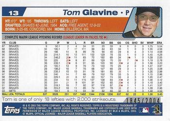 2004 Topps - Gold #13 Tom Glavine Back