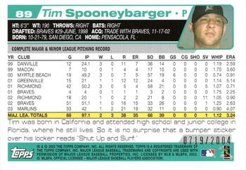 2004 Topps - Gold #89 Tim Spooneybarger Back
