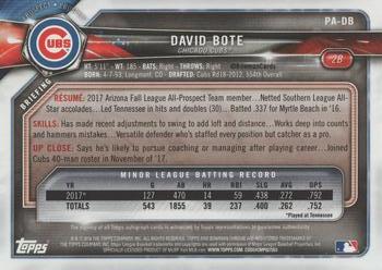 2018 Bowman - Prospect Autographs #PA-DB David Bote Back