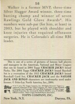 2004 Topps Cracker Jack #58 Larry Walker Back