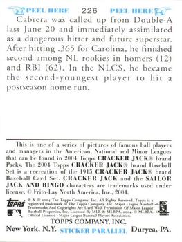 2004 Topps Cracker Jack #226 Miguel Cabrera Back