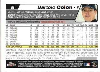 2004 Topps Chrome - Black Refractors #8 Bartolo Colon Back