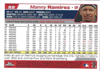 2004 Topps Chrome - Gold Refractors #22 Manny Ramirez Back