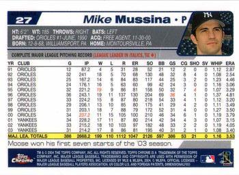 2004 Topps Chrome - Gold Refractors #27 Mike Mussina Back