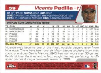 2004 Topps Chrome - Gold Refractors #59 Vicente Padilla Back