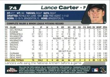 2004 Topps Chrome - Gold Refractors #74 Lance Carter Back