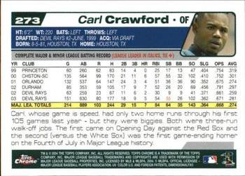 2004 Topps Chrome - Gold Refractors #273 Carl Crawford Back