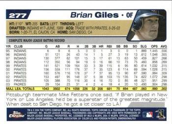 2004 Topps Chrome - Gold Refractors #277 Brian Giles Back