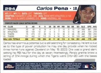 2004 Topps Chrome - Gold Refractors #294 Carlos Pena Back
