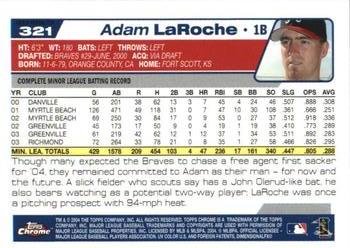 2004 Topps Chrome - Gold Refractors #321 Adam LaRoche Back