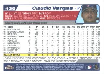 2004 Topps Chrome - Gold Refractors #439 Claudio Vargas Back