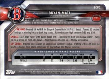 2018 Bowman - Chrome Prospects #BCP2 Bryan Mata Back