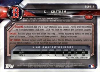 2018 Bowman - Chrome Prospects #BCP117 C.J. Chatham Back