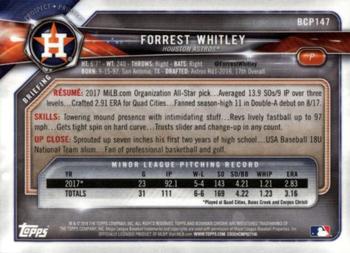 2018 Bowman - Chrome Prospects #BCP147 Forrest Whitley Back