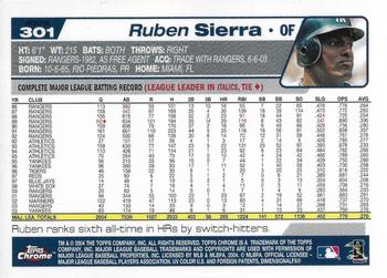 2004 Topps Chrome - Red X-Fractors #301 Ruben Sierra Back