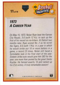 1991 Upper Deck - Baseball Heroes: Nolan Ryan #11 Nolan Ryan Back