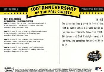 2004 Topps - Fall Classic Covers #FC1914 1914 World Series Back