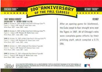 2004 Topps - Fall Classic Covers #FC1907 1907 World Series Back