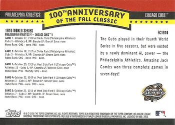 2004 Topps - Fall Classic Covers #FC1910 1910 World Series Back