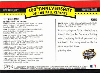 2004 Topps - Fall Classic Covers #FC1912 1912 World Series Back