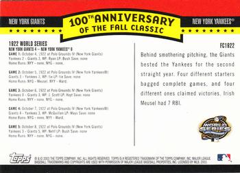 2004 Topps - Fall Classic Covers #FC1922 1922 World Series Back