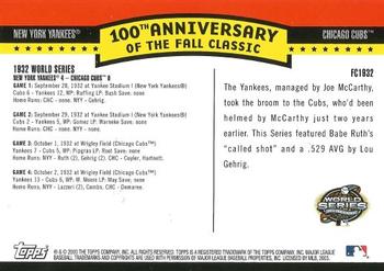 2004 Topps - Fall Classic Covers #FC1932 1932 World Series Back