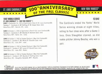 2004 Topps - Fall Classic Covers #FC1942 1942 World Series Back
