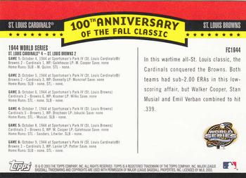 2004 Topps - Fall Classic Covers #FC1944 1944 World Series Back