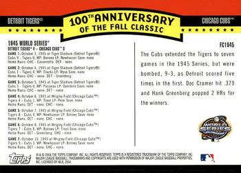 2004 Topps - Fall Classic Covers #FC1945 1945 World Series Back