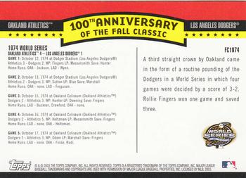 2004 Topps - Fall Classic Covers #FC1974 1974 World Series Back