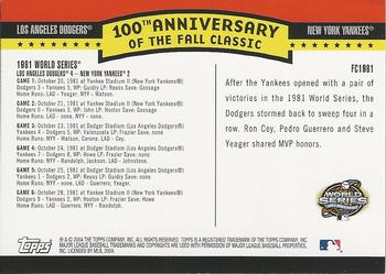 2004 Topps - Fall Classic Covers #FC1981 1981 World Series Back