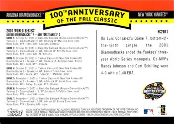 2004 Topps - Fall Classic Covers #FC2001 2001 World Series Back