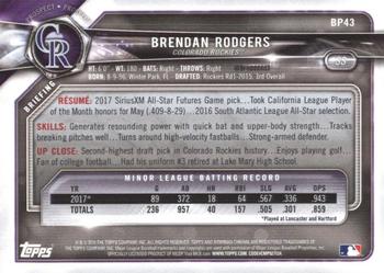 2018 Bowman - Prospects #BP43 Brendan Rodgers Back