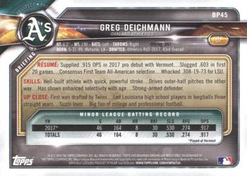 2018 Bowman - Prospects #BP45 Greg Deichmann Back