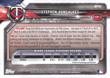 2018 Bowman - Prospects #BP90 Stephen Gonsalves Back
