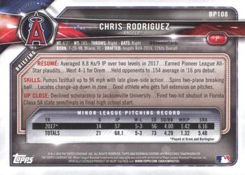 2018 Bowman - Prospects #BP108 Chris Rodriguez Back