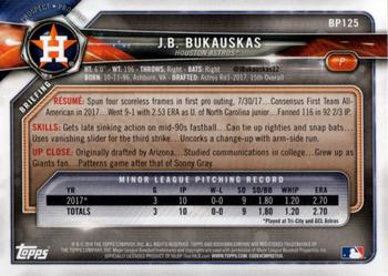 2018 Bowman - Prospects #BP125 J.B. Bukauskas Back