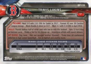 2018 Bowman - Prospects #BP139 Travis Lakins Back