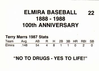 1988 Cain Elmira Pioneers #22 Terry Marrs Back