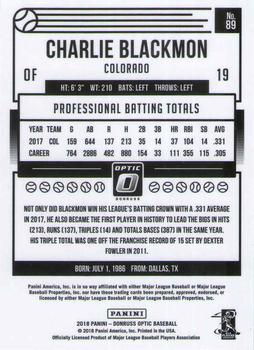 2018 Donruss Optic #89 Charlie Blackmon Back