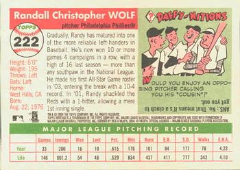 2004 Topps Heritage #222 Randy Wolf Back