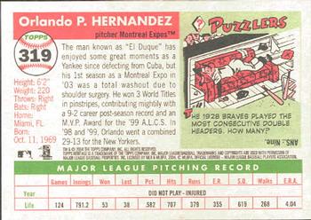 2004 Topps Heritage #319 Orlando Hernandez Back
