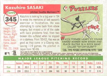 2004 Topps Heritage #345 Kazuhiro Sasaki Back