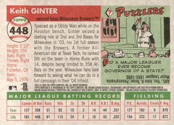2004 Topps Heritage #448 Keith Ginter Back