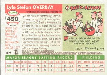 2004 Topps Heritage #450 Lyle Overbay Back