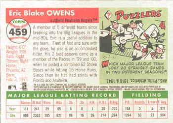 2004 Topps Heritage #459 Eric Owens Back