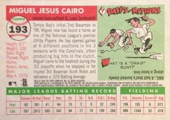 2004 Topps Heritage #193 Miguel Cairo Back