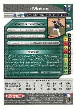 2004 Topps Total - Silver #132 Julio Mateo Back