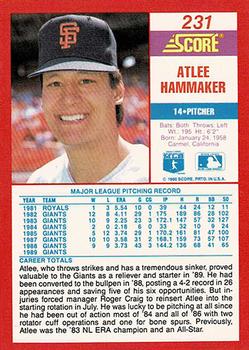 1990 Score - Promos #231 Atlee Hammaker Back